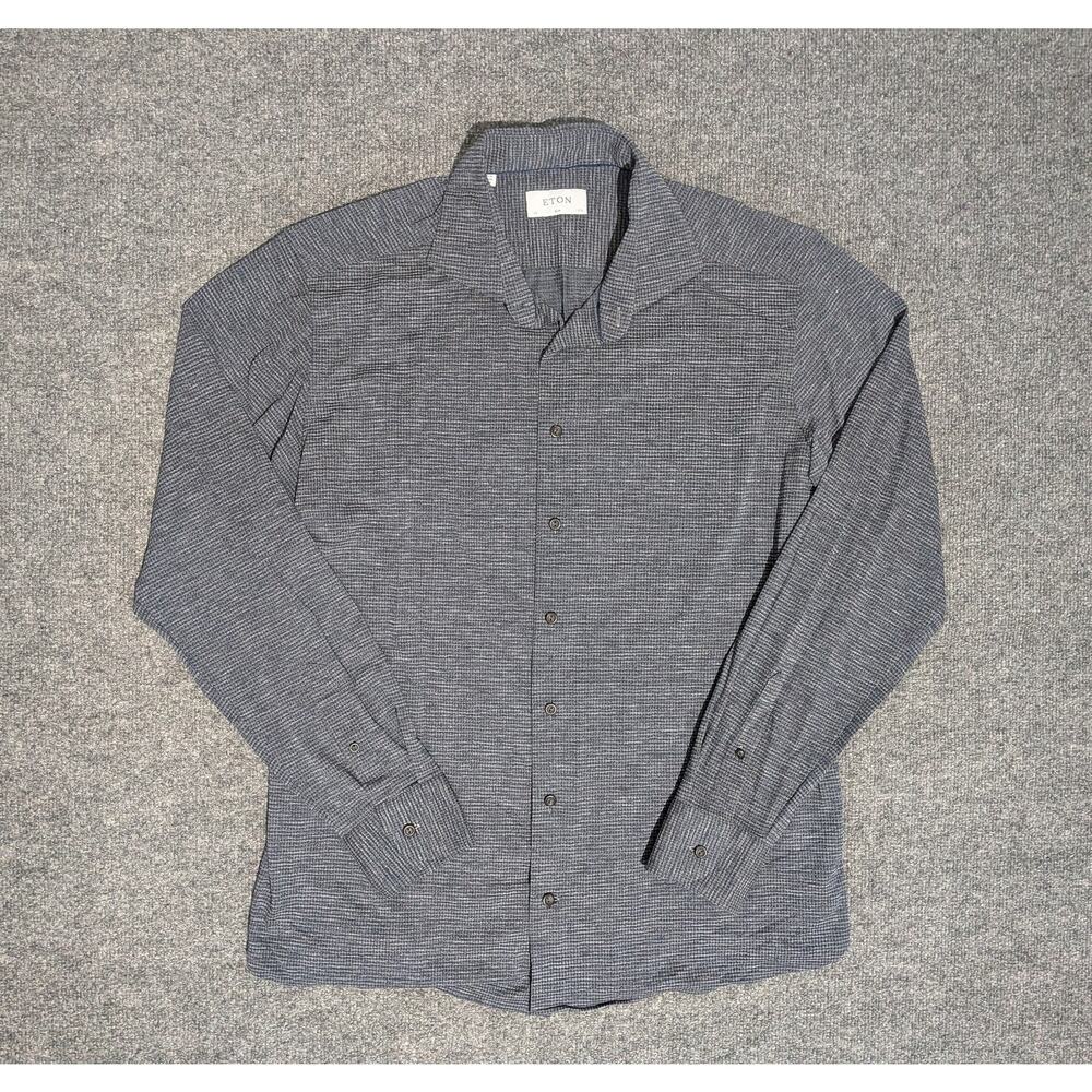 Eton Shirt Mens 45 17 3/4 Long Sleeve Button Up